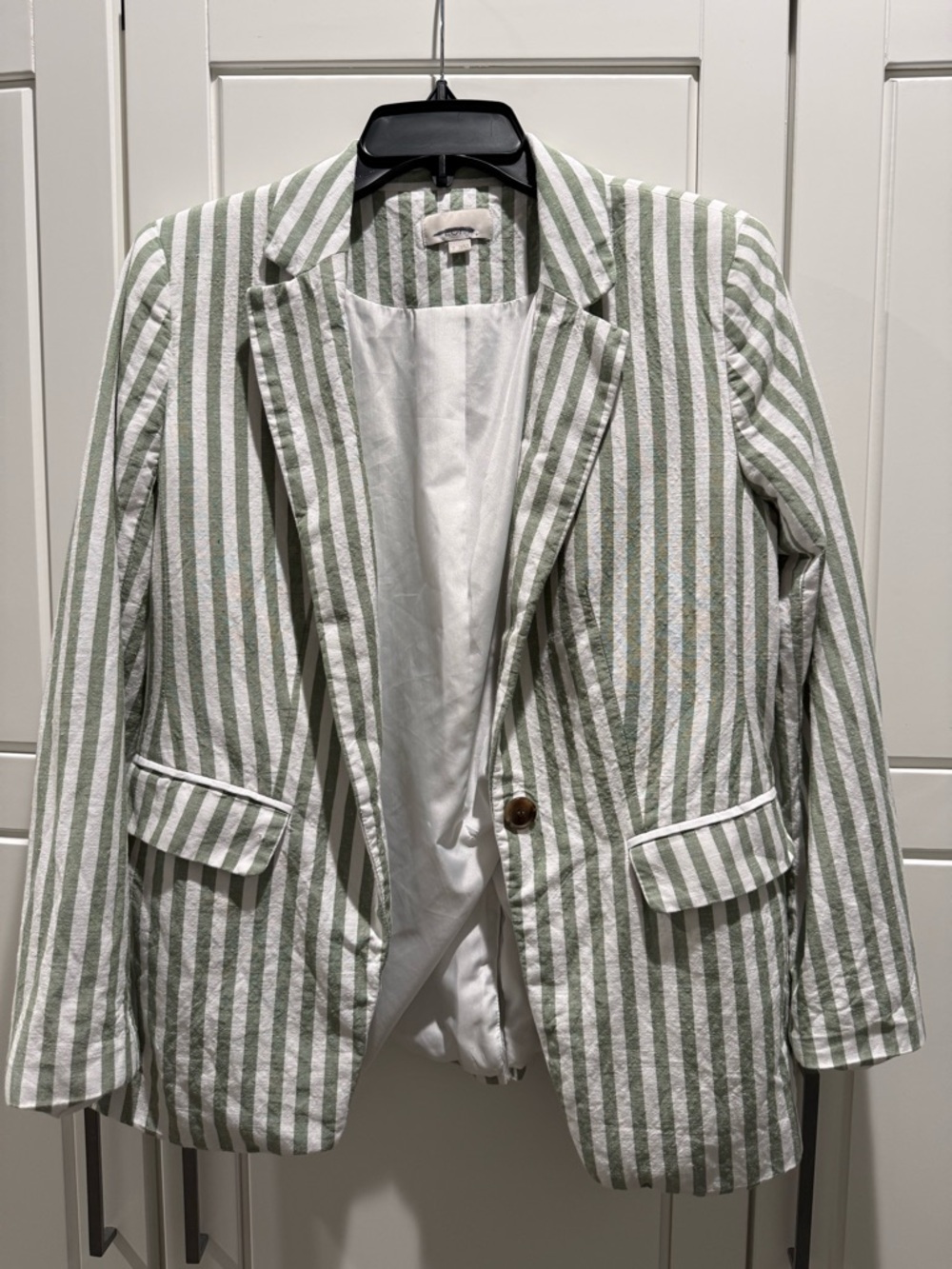 LOFT Green and White Striped Women's Blazer
